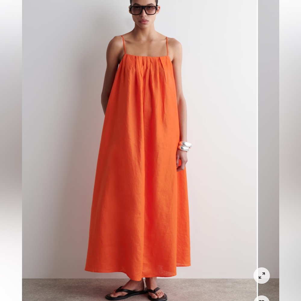 COS Linen flowy orange dress. New with tags. 100% linen